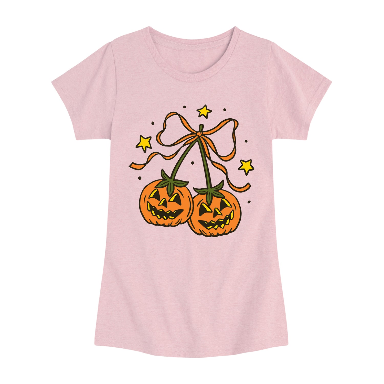 Jackolantern Bows Big Kid Girls Crew Neck Short Sleeve Regular Fit Graphic T-Shirt