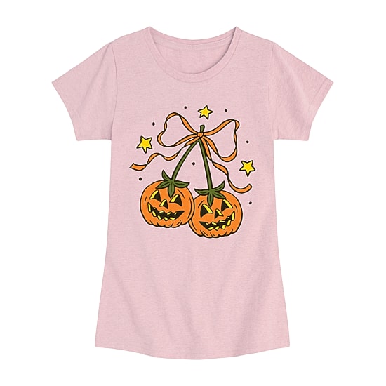 Jackolantern Bows Big Kid Girls Crew Neck Short Sleeve Regular Fit Big Graphic T-Shirt
