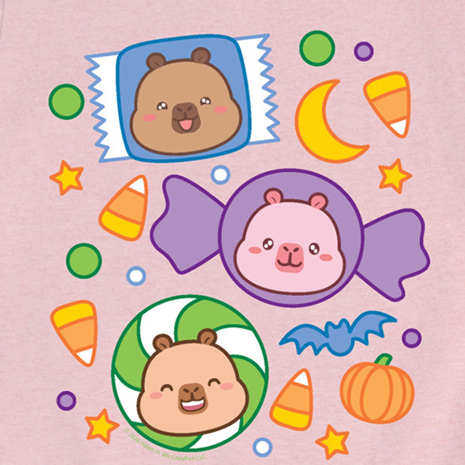Halloween Candy Capybara Big Kid Girls Crew Neck Short Sleeve Regular Fit Graphic T-Shirt