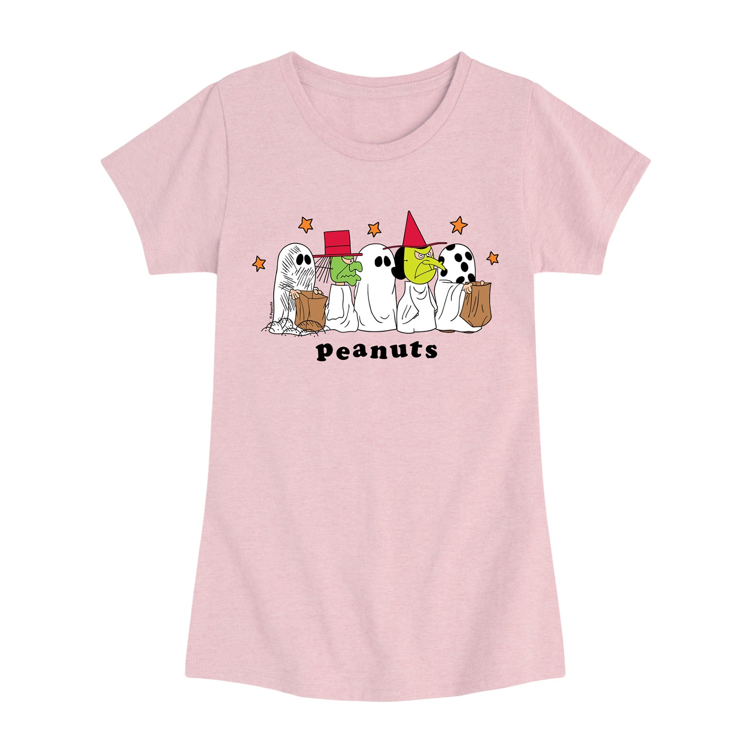 Halloween Ghosts Witches Big Kid Girls Crew Neck Short Sleeve Regular Fit Peanuts Graphic T-Shirt