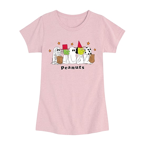 Halloween Ghosts Witches Big Kid Girls Crew Neck Short Sleeve Regular Fit Peanuts Big Graphic T-Shirt