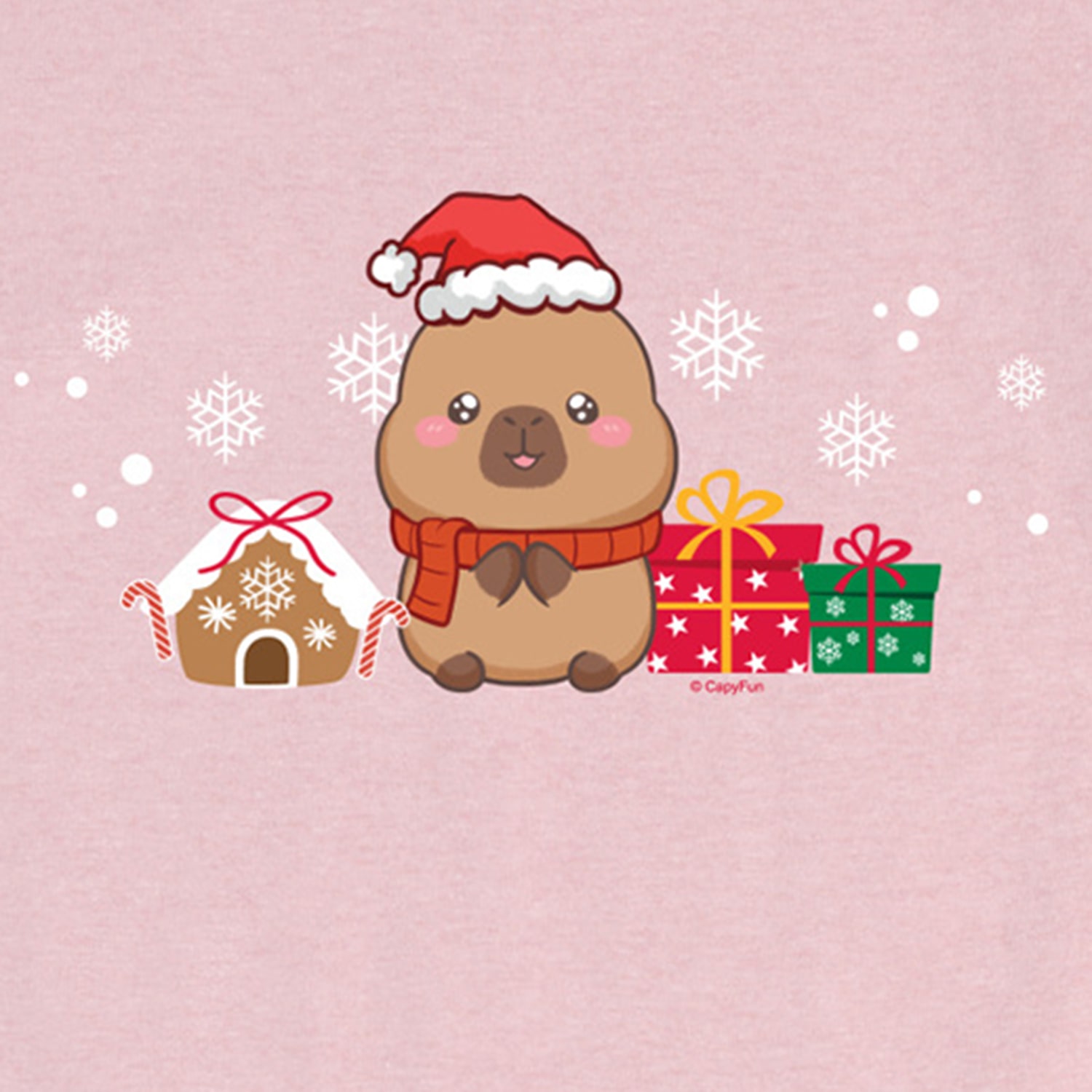 Capybara Christmas Big Kid Girls Crew Neck Short Sleeve Regular Fit Graphic T-Shirt