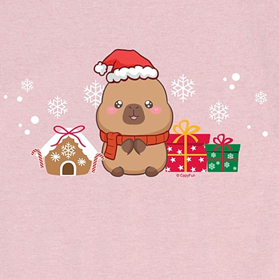 Capybara Christmas Big Kid Girls Crew Neck Short Sleeve Regular Fit Big Graphic T-Shirt