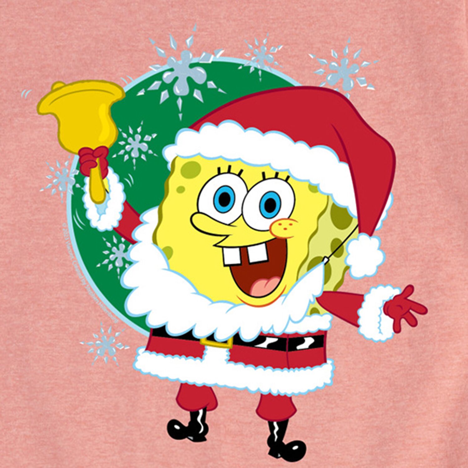 Santa Spongebob Big Kid Girls Crew Neck Short Sleeve Regular Fit Graphic T-Shirt