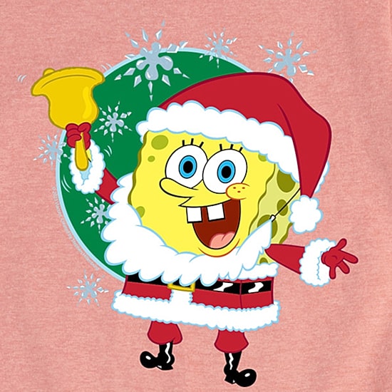 Santa Spongebob Big Kid Girls Crew Neck Short Sleeve Regular Fit Spongebob Big Graphic T-Shirt