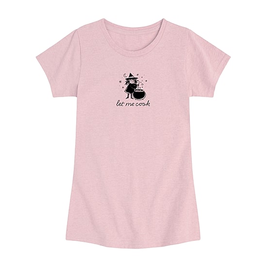 Let Me Cook Witch Big Kid Girls Crew Neck Short Sleeve Regular Fit Big Graphic T-Shirt