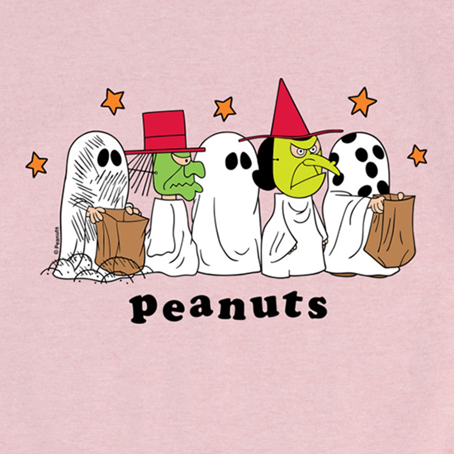 Halloween Ghosts Witches Big Kid Girls Crew Neck Short Sleeve Regular Fit Peanuts Graphic T-Shirt