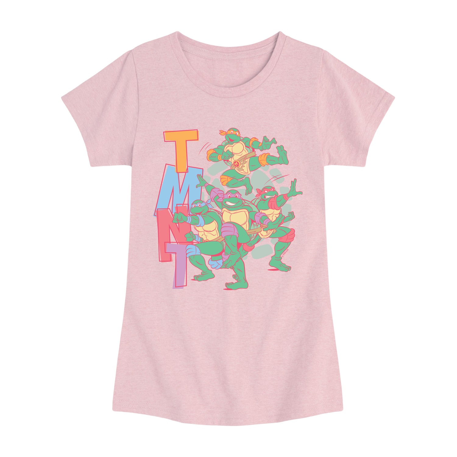 Tmnt Group Distressed Big Kid Girls Crew Neck Short Sleeve Regular Fit Teenage Mutant Ninja Turtles Graphic T-Shirt