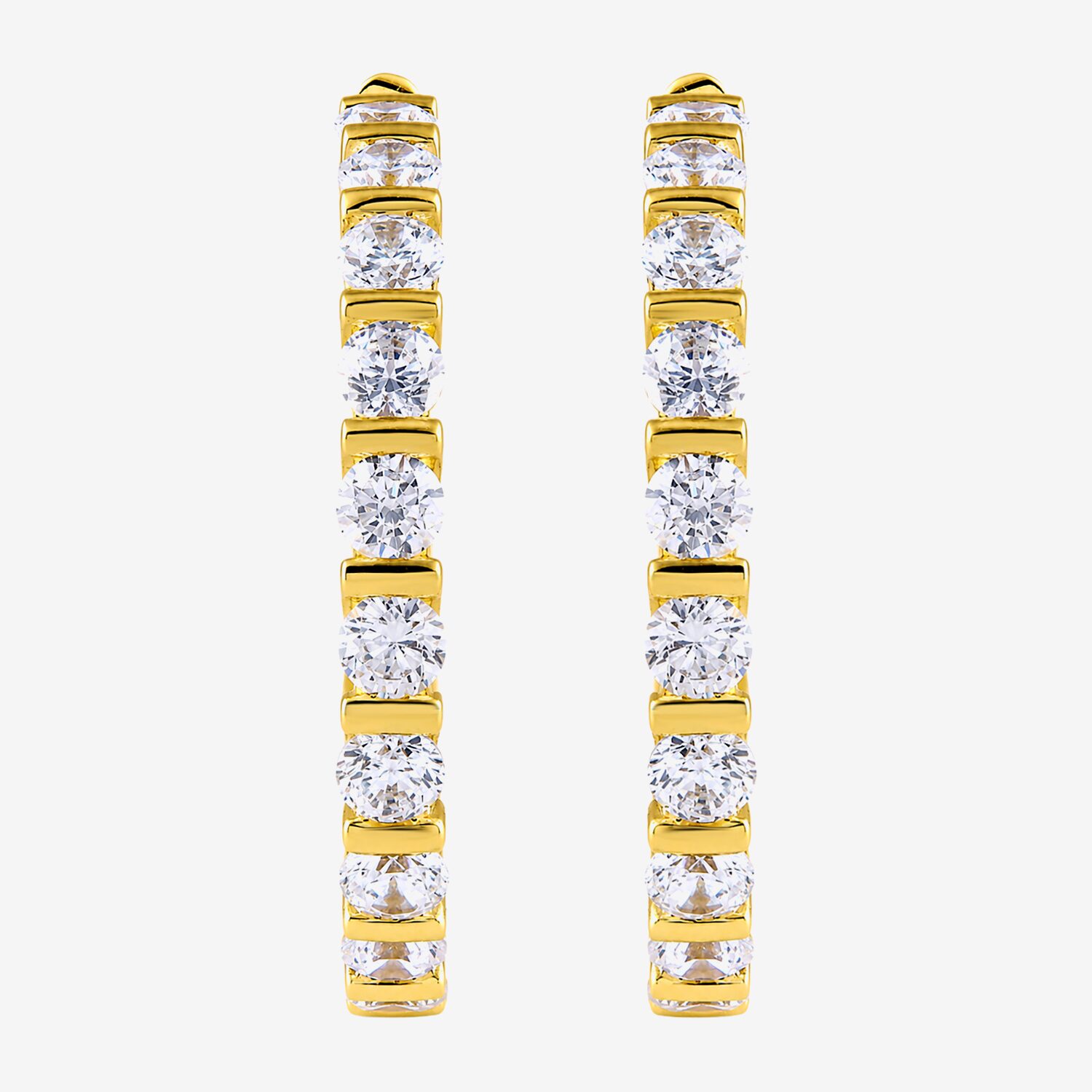 (G-H / Si2-I1) Womens 5 CT. T.W. Lab Grown White Diamond 14K Gold Over Silver 28mm Hoop Earrings
