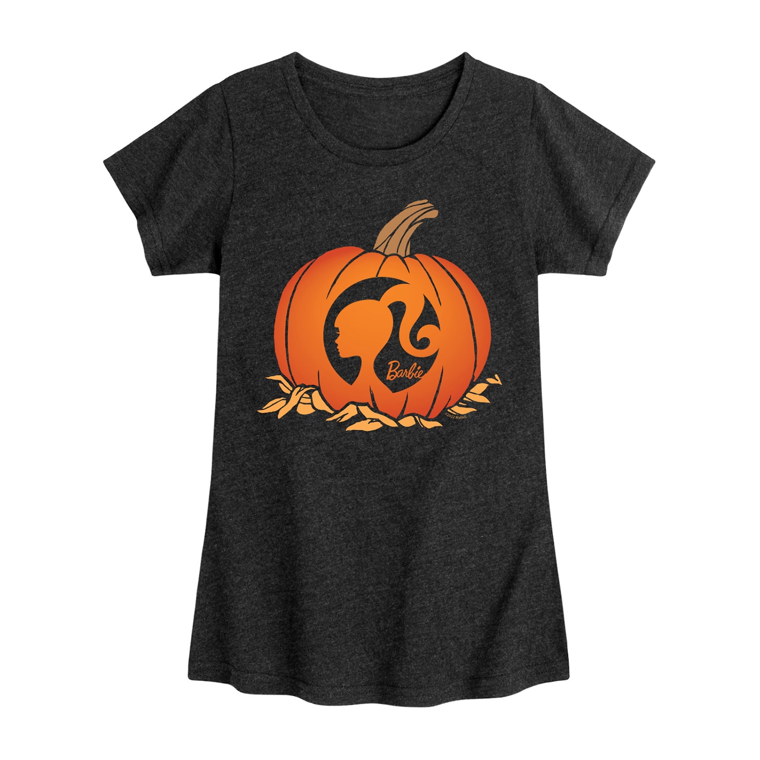 Halloween Pumpkin Logo Big Kid Girls Crew Neck Short Sleeve Regular Fit Barbie Graphic T-Shirt
