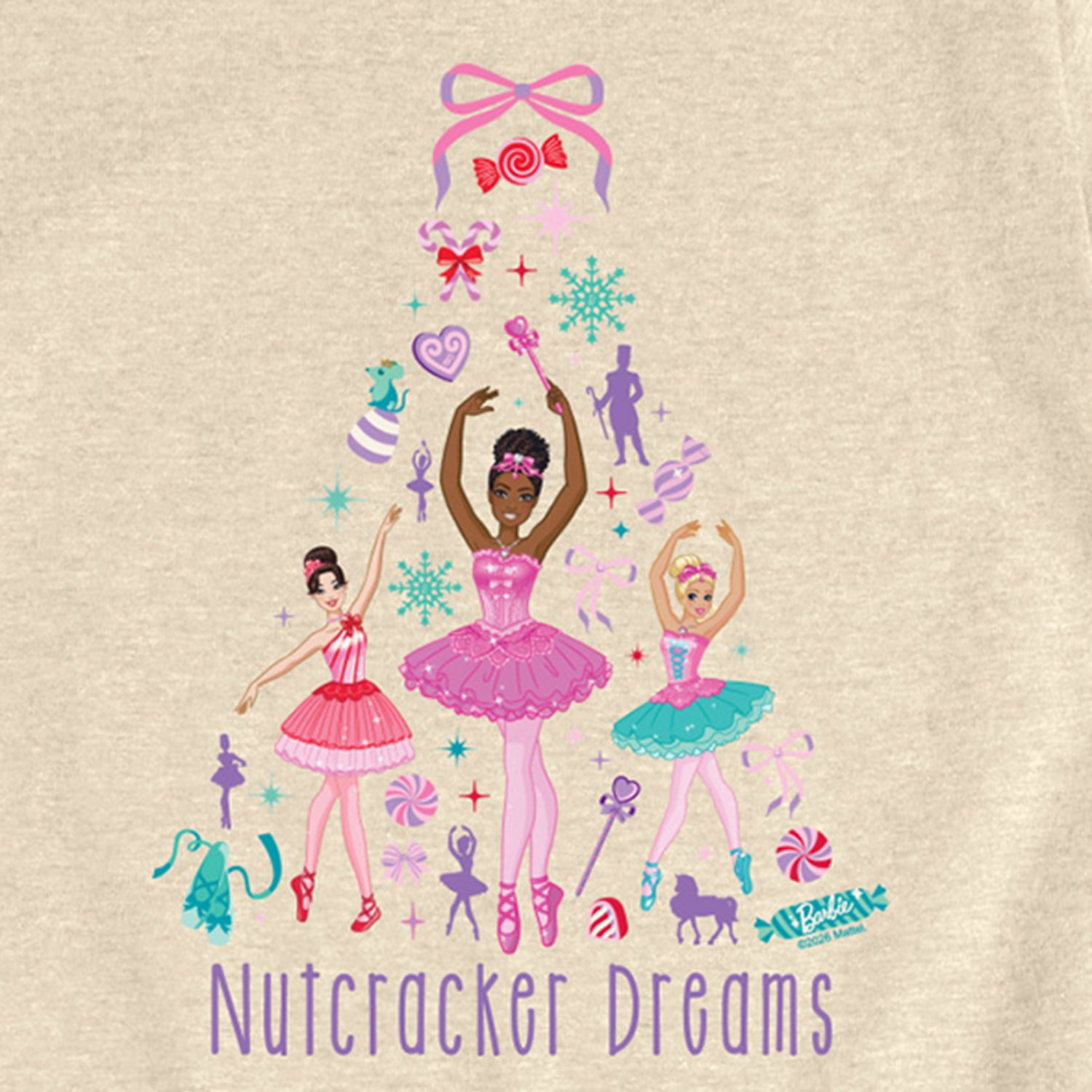 Nutcracker Dreams Big Kid Girls Crew Neck Short Sleeve Regular Fit Barbie Graphic T-Shirt