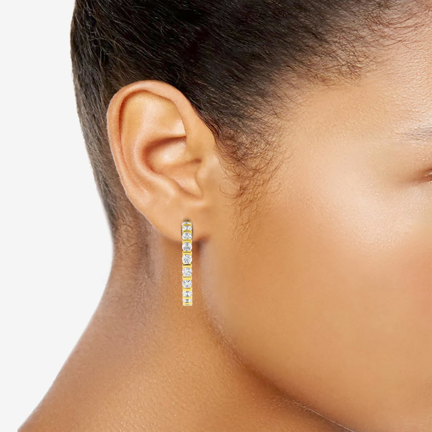 (G-H / Si2-I1) Womens 5 CT. T.W. Lab Grown White Diamond 14K Gold Over Silver 28mm Hoop Earrings