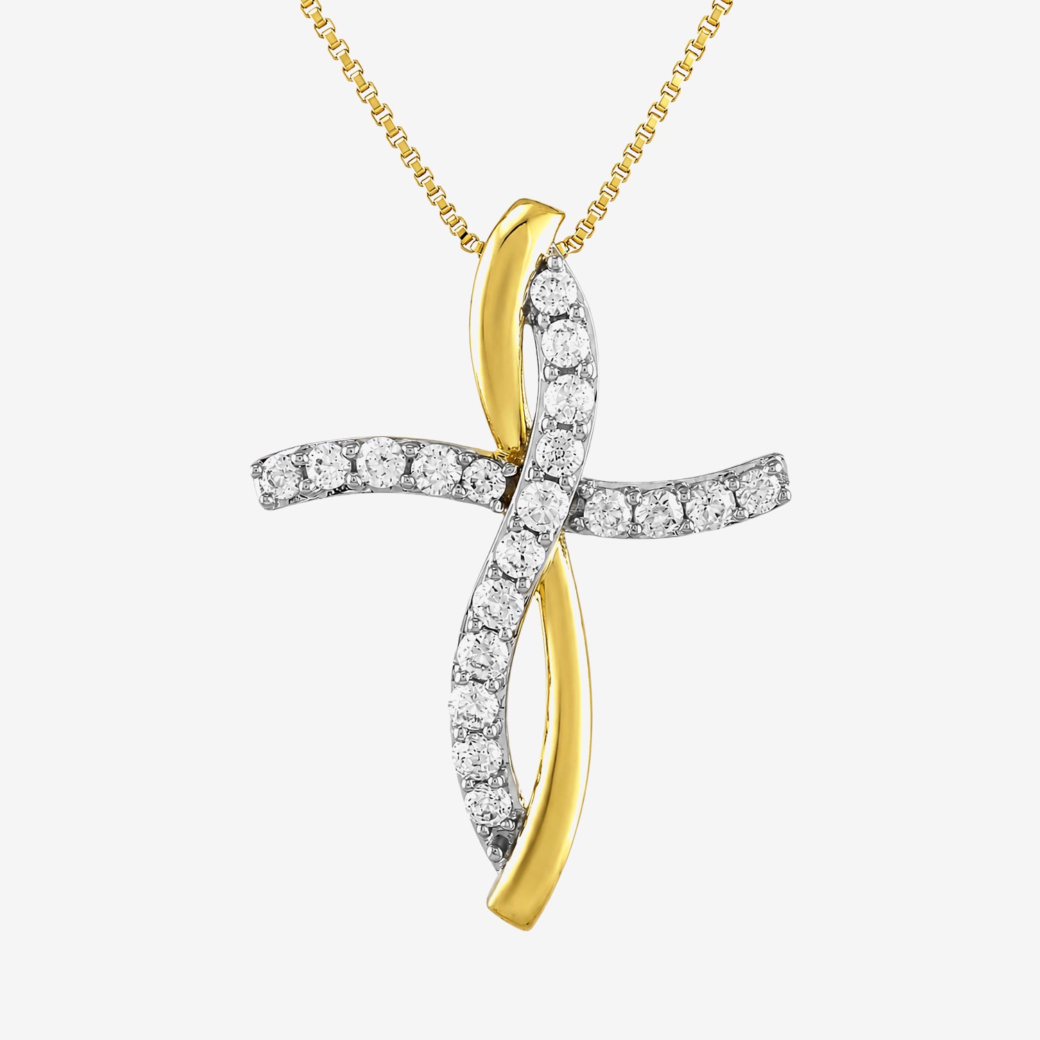 Cross (I / I2) Womens 1/2 CT. T.W. Lab Grown White Diamond 14K Gold Over Silver Cross Inch Pendant Necklace