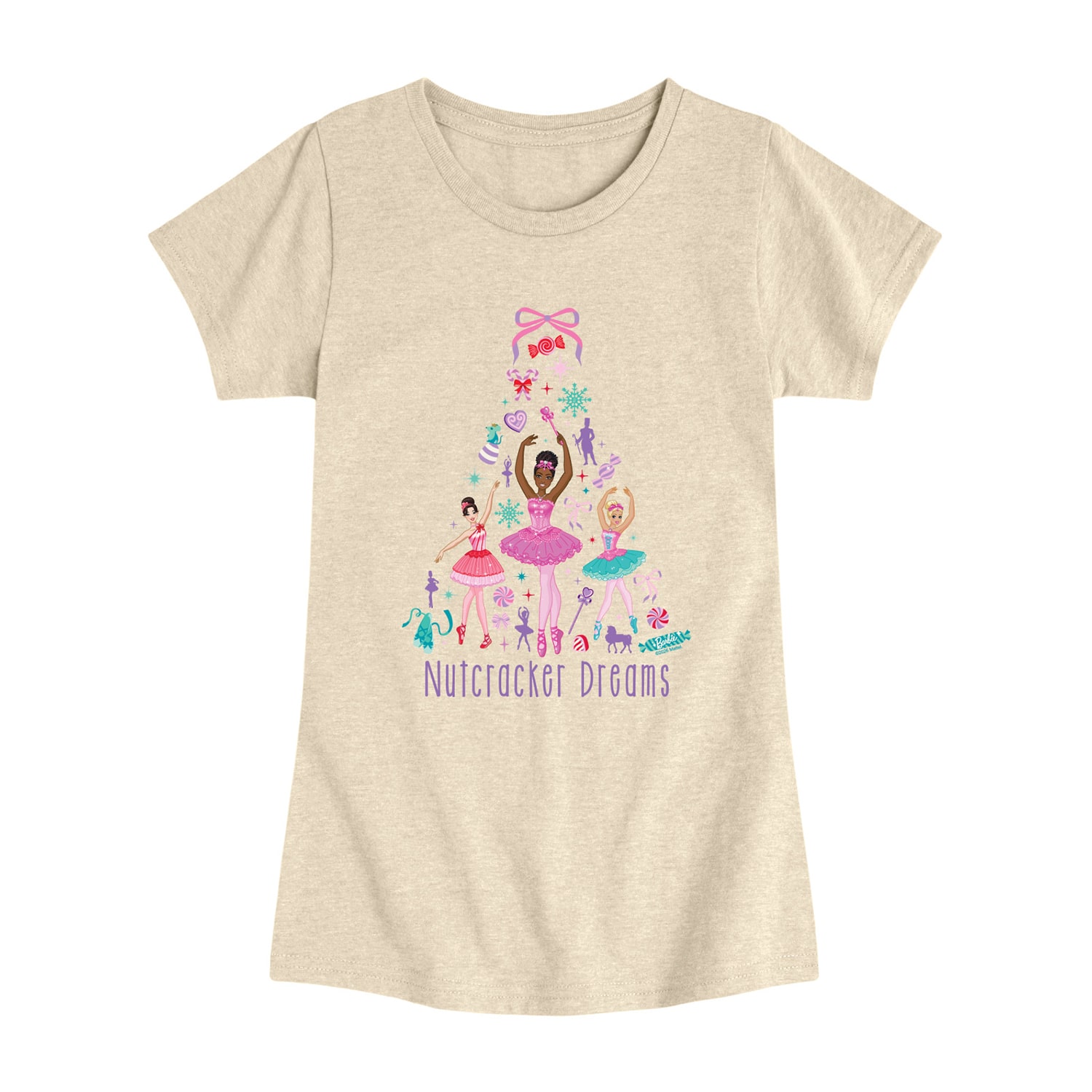 Nutcracker Dreams Big Kid Girls Crew Neck Short Sleeve Regular Fit Barbie Graphic T-Shirt