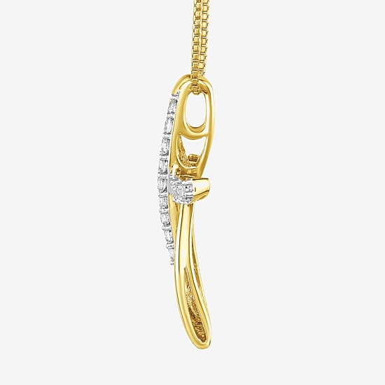 Cross (I / I2) Womens 1/2 CT. T.W. Lab Grown White Diamond 14K Gold Over Silver Cross 18 Inch Pendant Necklace