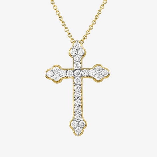 Cross (I / I2) Womens 1/2 CT. T.W. Lab Grown White Diamond 14K Gold Over Silver Cross 16 Inch Pendant Necklace