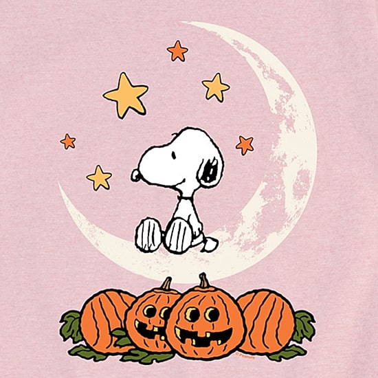 Halloween Moon Big Kid Girls Crew Neck Short Sleeve Regular Fit Snoopy Big Graphic T-Shirt