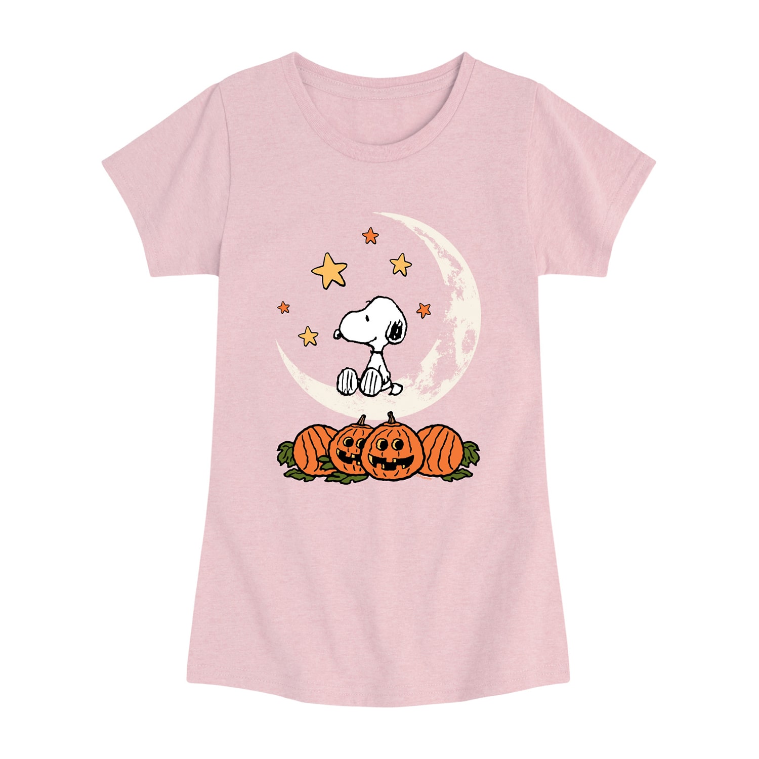 Halloween Moon Big Kid Girls Crew Neck Short Sleeve Regular Fit Snoopy Graphic T-Shirt