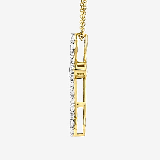 Cross (I / I2) Womens 1/2 CT. T.W. Lab Grown White Diamond 14K Gold Over Silver Cross 16 Inch Pendant Necklace