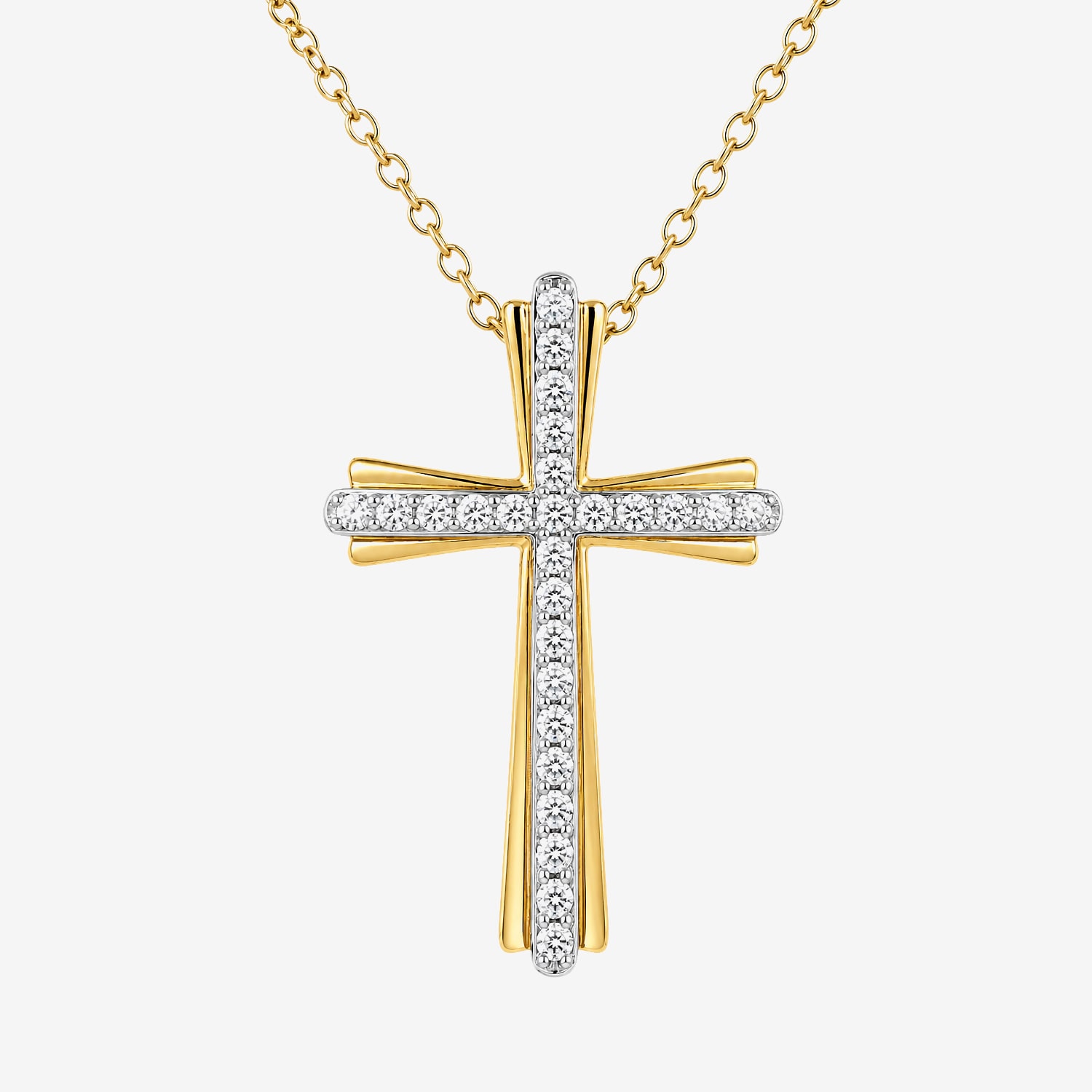 Cross (I / I2) Womens 1/4 CT. T.W. Lab Grown White Diamond 14K Gold Over Silver Cross 18 Inch Pendant Necklace