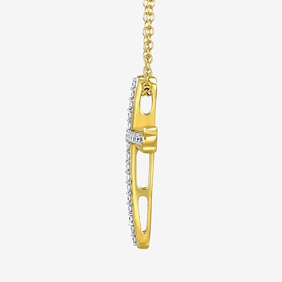 Cross (I / I2) Womens 1/4 CT. T.W. Lab Grown White Diamond 14K Gold Over Silver Cross 18 Inch Pendant Necklace