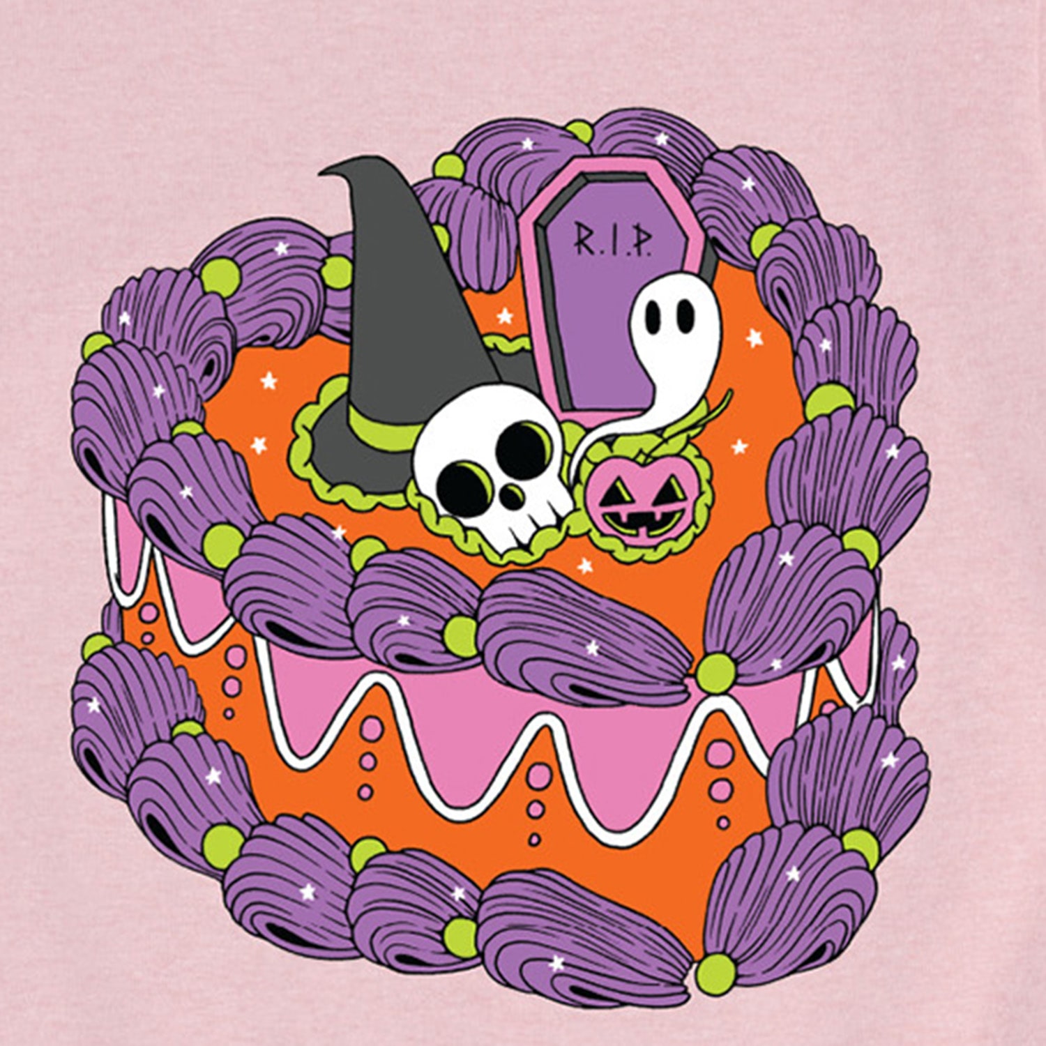 Halloween Cake Big Kid Girls Crew Neck Short Sleeve Regular Fit Graphic T-Shirt