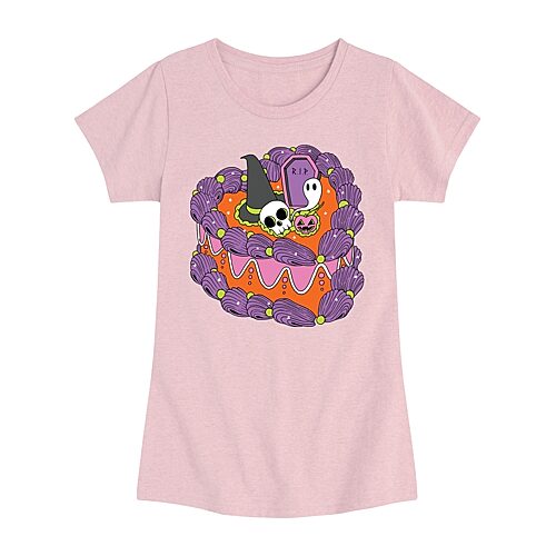 Novelty T-shirts Halloween Cake Big Kid Girls Crew Neck Short Sleeve Regular Fit Big Graphic T-shirt In Pink