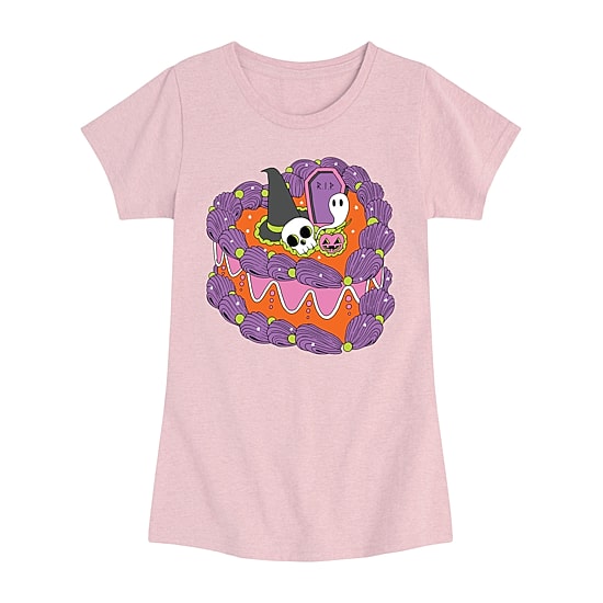 Halloween Cake Big Kid Girls Crew Neck Short Sleeve Regular Fit Big Graphic T-Shirt