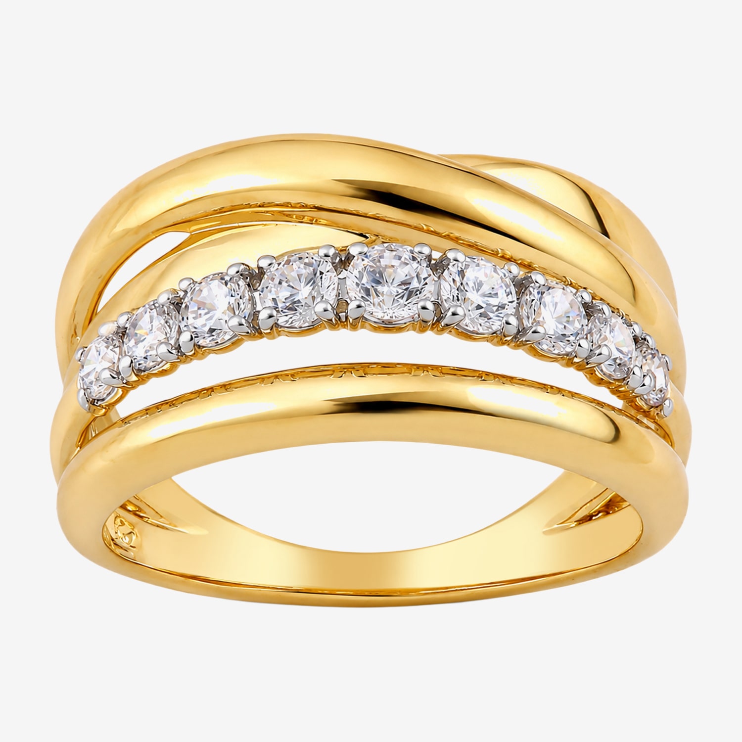 (I / I2) Womens 1/2 CT. T.W. Lab Grown White Diamond 14K Gold Over Silver Band