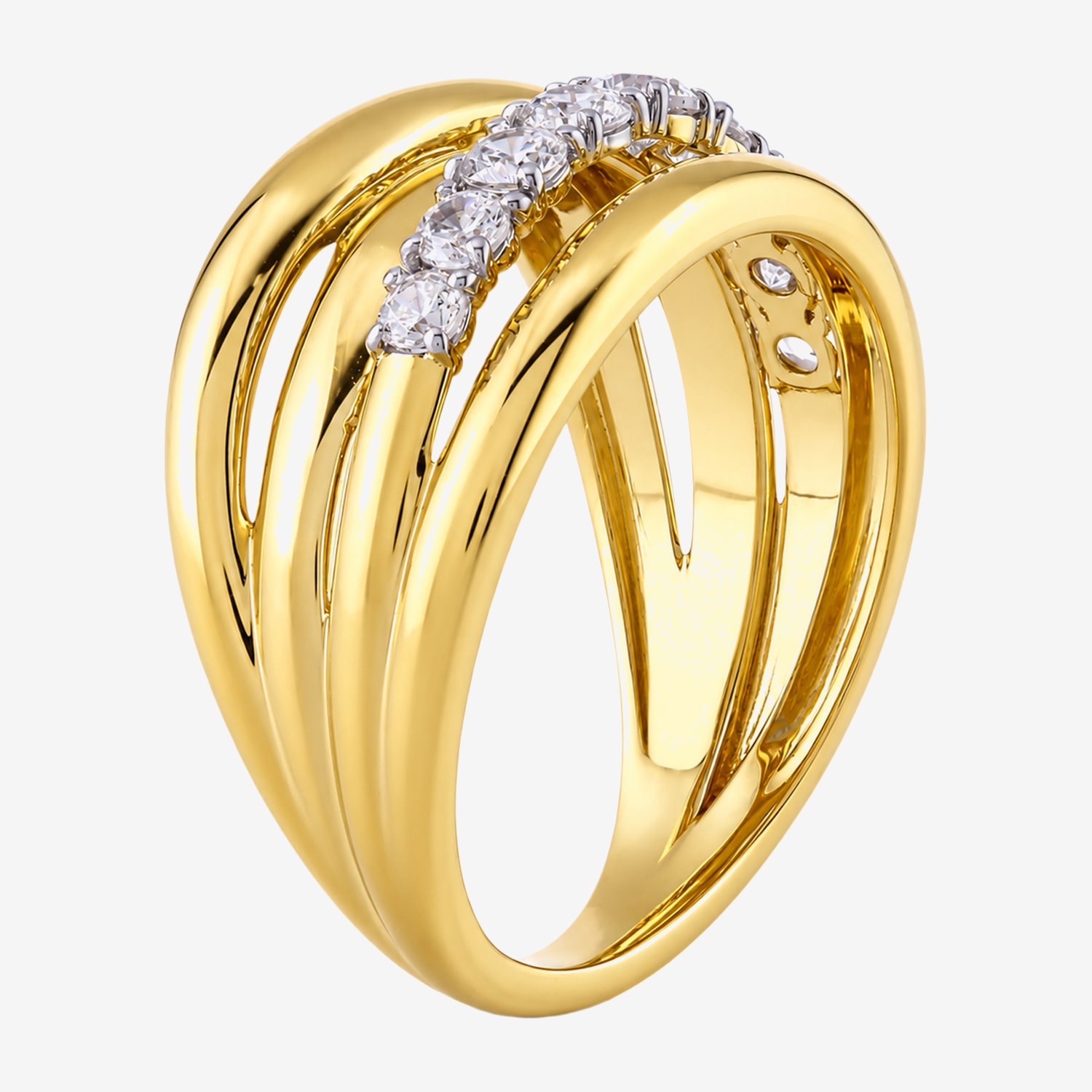 (I / I2) Womens 1/2 CT. T.W. Lab Grown White Diamond 14K Gold Over Silver Band
