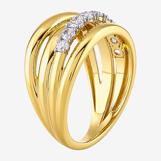 (I / I2) Womens 1/2 CT. T.W. Lab Grown White Diamond 14K Gold Over Silver Band
