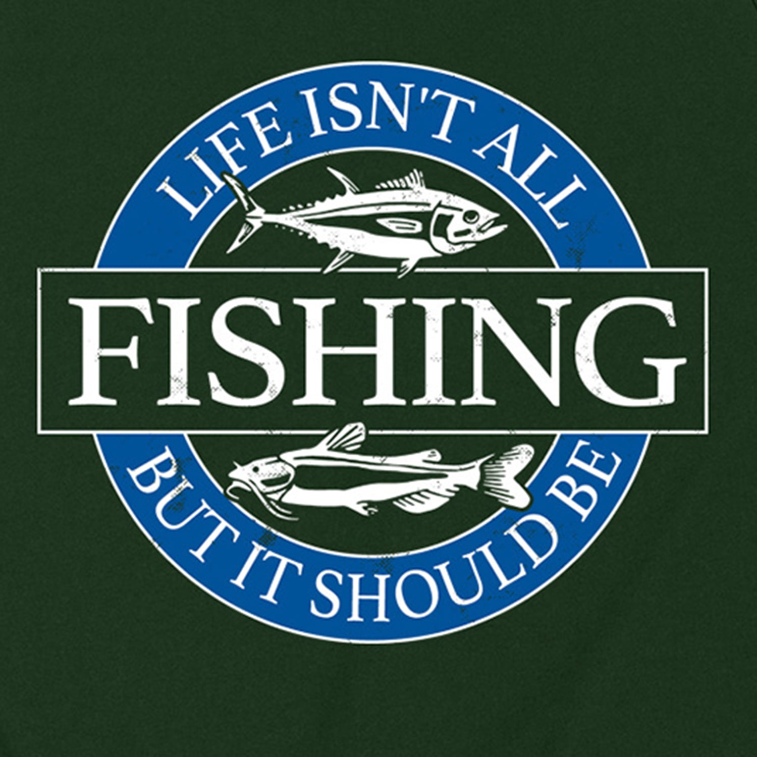Life Isnt All Fishing Distressed Mens Crew Neck Sleeveless Regular Fit Graphic T-Shirt