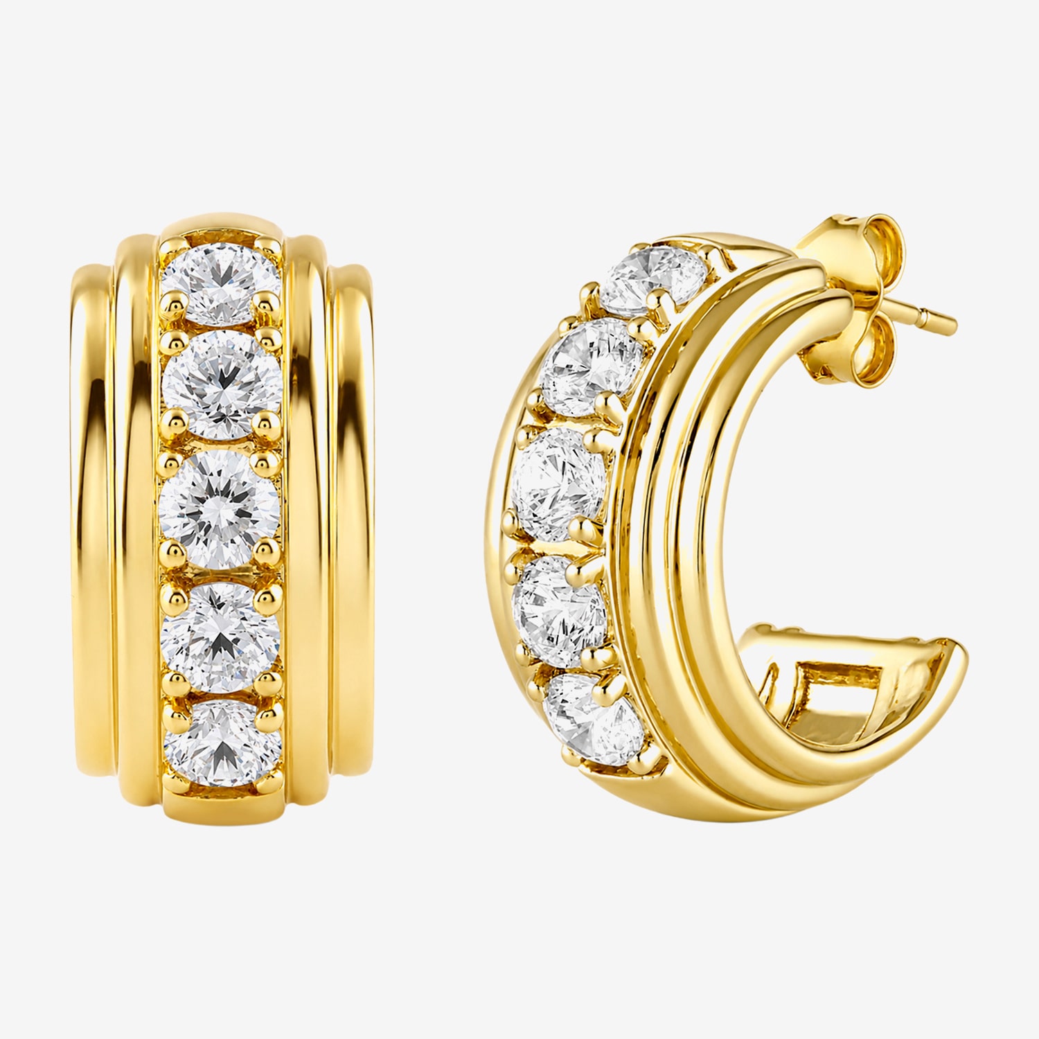 (G-H / Si2-I1) Womens 2 CT. T.W. Lab Grown White Diamond 14K Gold Over Silver 19mm Hoop Earrings