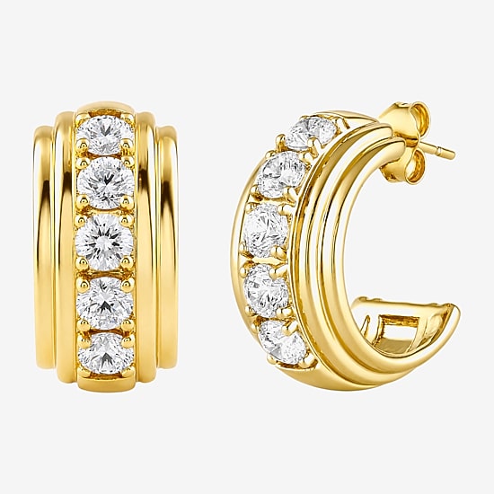 (G-H / Si2-I1) Womens 2 CT. T.W. Lab Grown White Diamond 14K Gold Over Silver 19mm Hoop Earrings