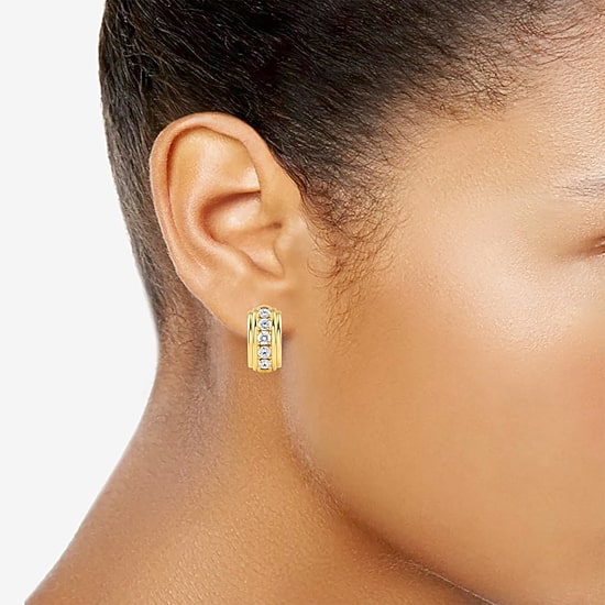 (G-H / Si2-I1) Womens 2 CT. T.W. Lab Grown White Diamond 14K Gold Over Silver 19mm Hoop Earrings