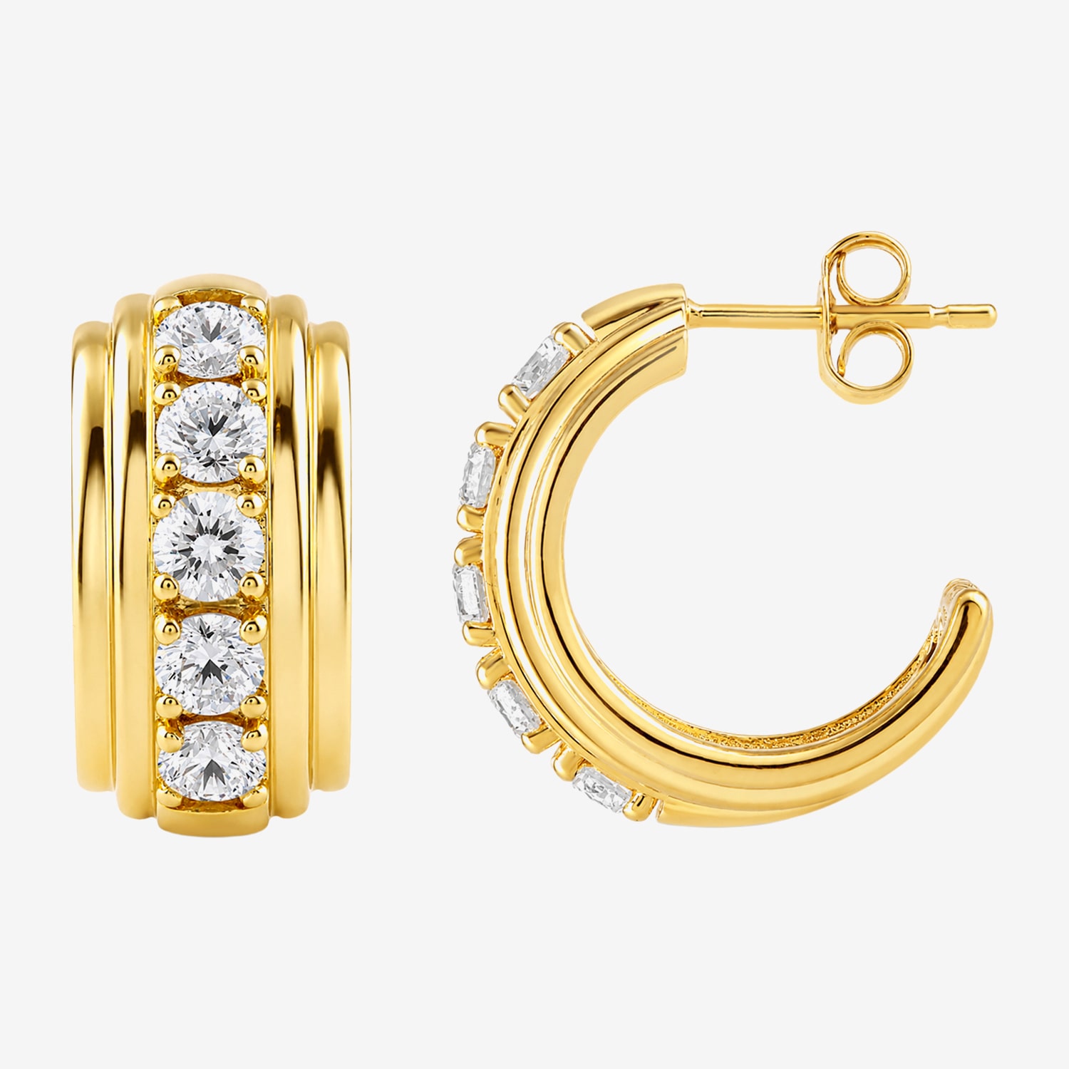(G-H / Si2-I1) Womens 2 CT. T.W. Lab Grown White Diamond 14K Gold Over Silver 19mm Hoop Earrings