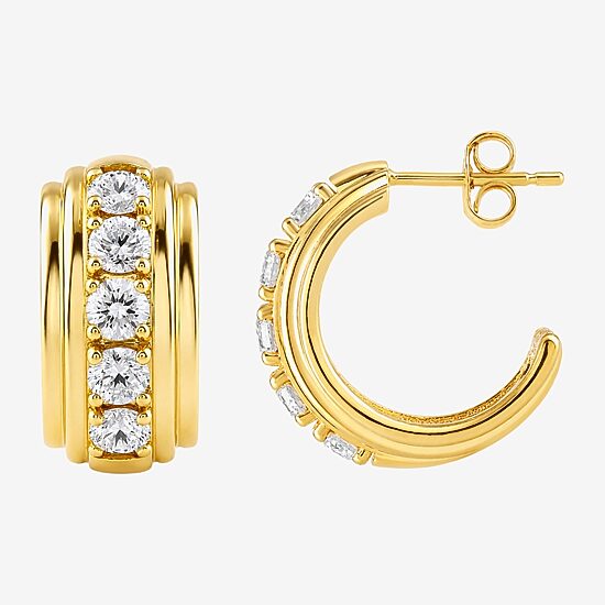(G-H / Si2-I1) Womens 2 CT. T.W. Lab Grown White Diamond 14K Gold Over Silver 19mm Hoop Earrings