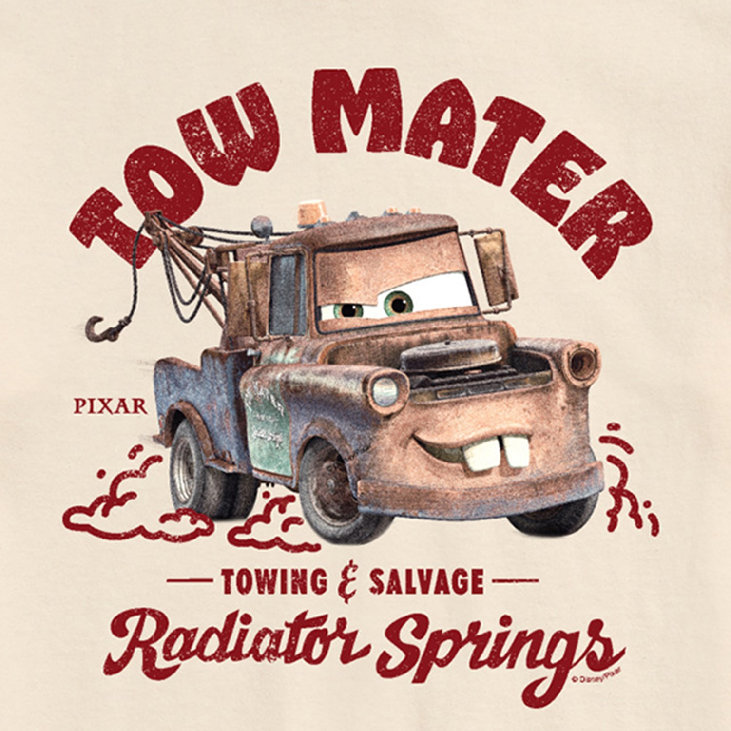 Tow Mater Towing Distressed Mens Crew Neck Short Sleeve Regular Fit Cars Graphic T-Shirt