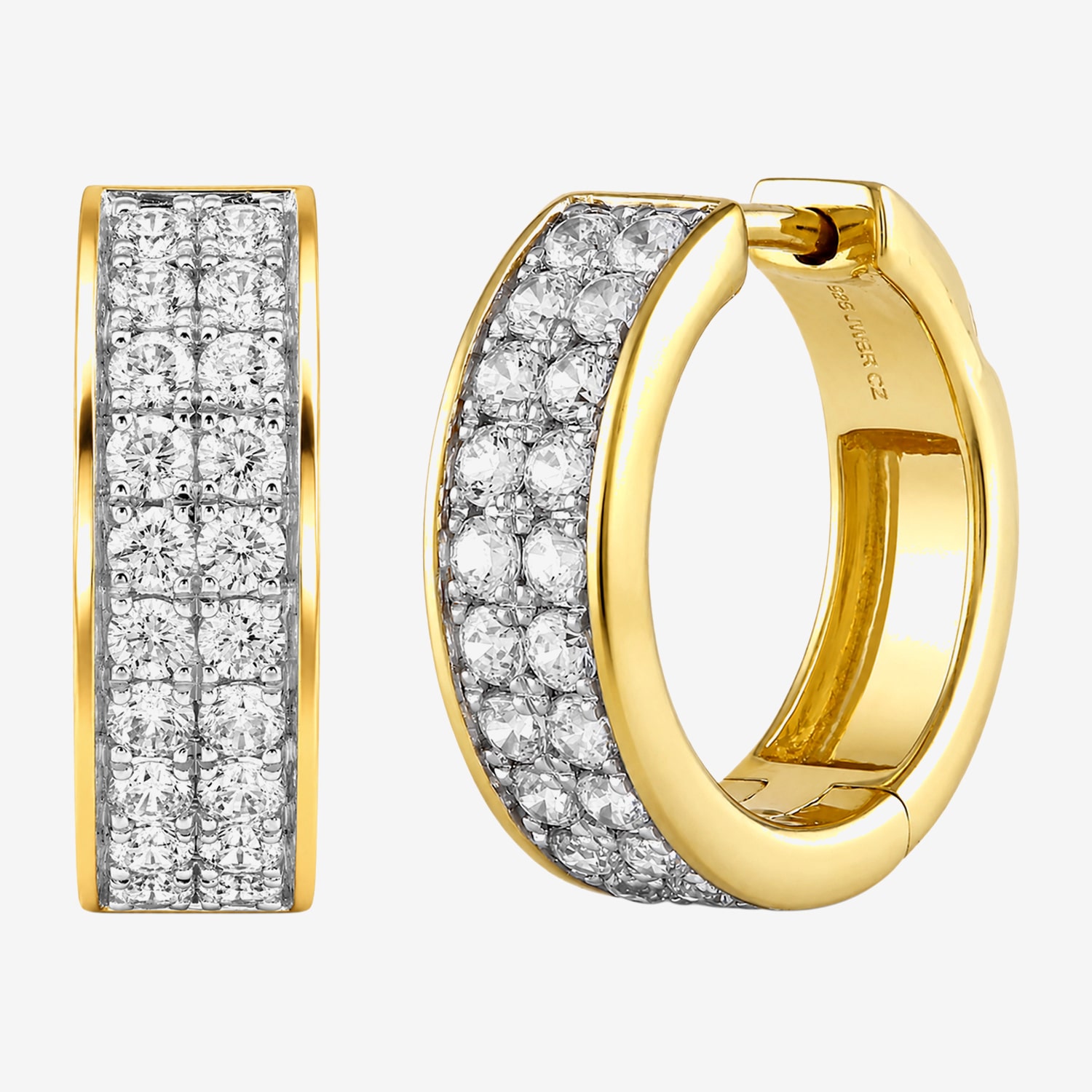 (I / I2) Womens 1 CT. T.W. Lab Grown White Diamond 14K Gold Over Silver 16mm Hoop Earrings