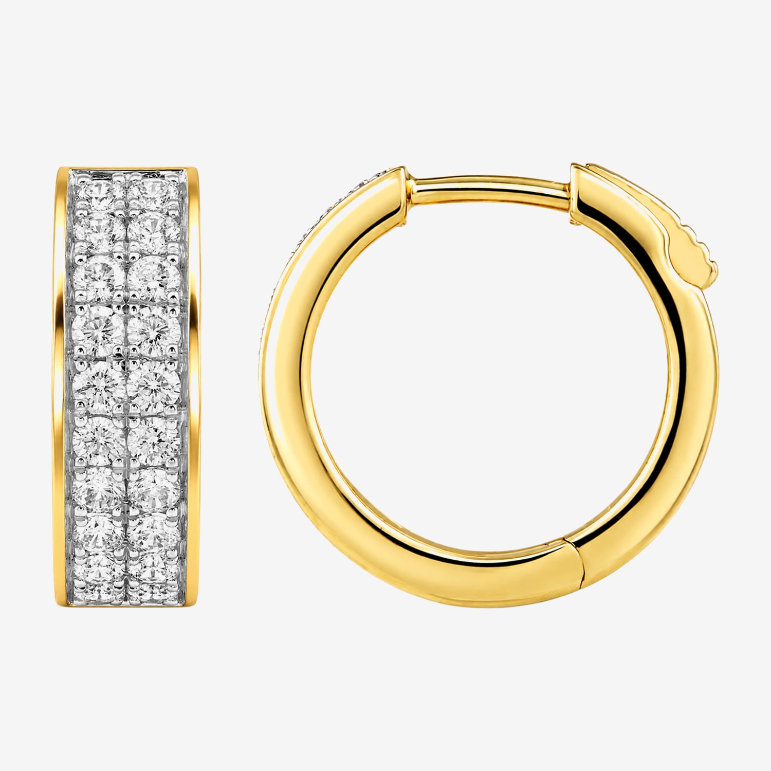 (I / I2) Womens 1 CT. T.W. Lab Grown White Diamond 14K Gold Over Silver 16mm Hoop Earrings