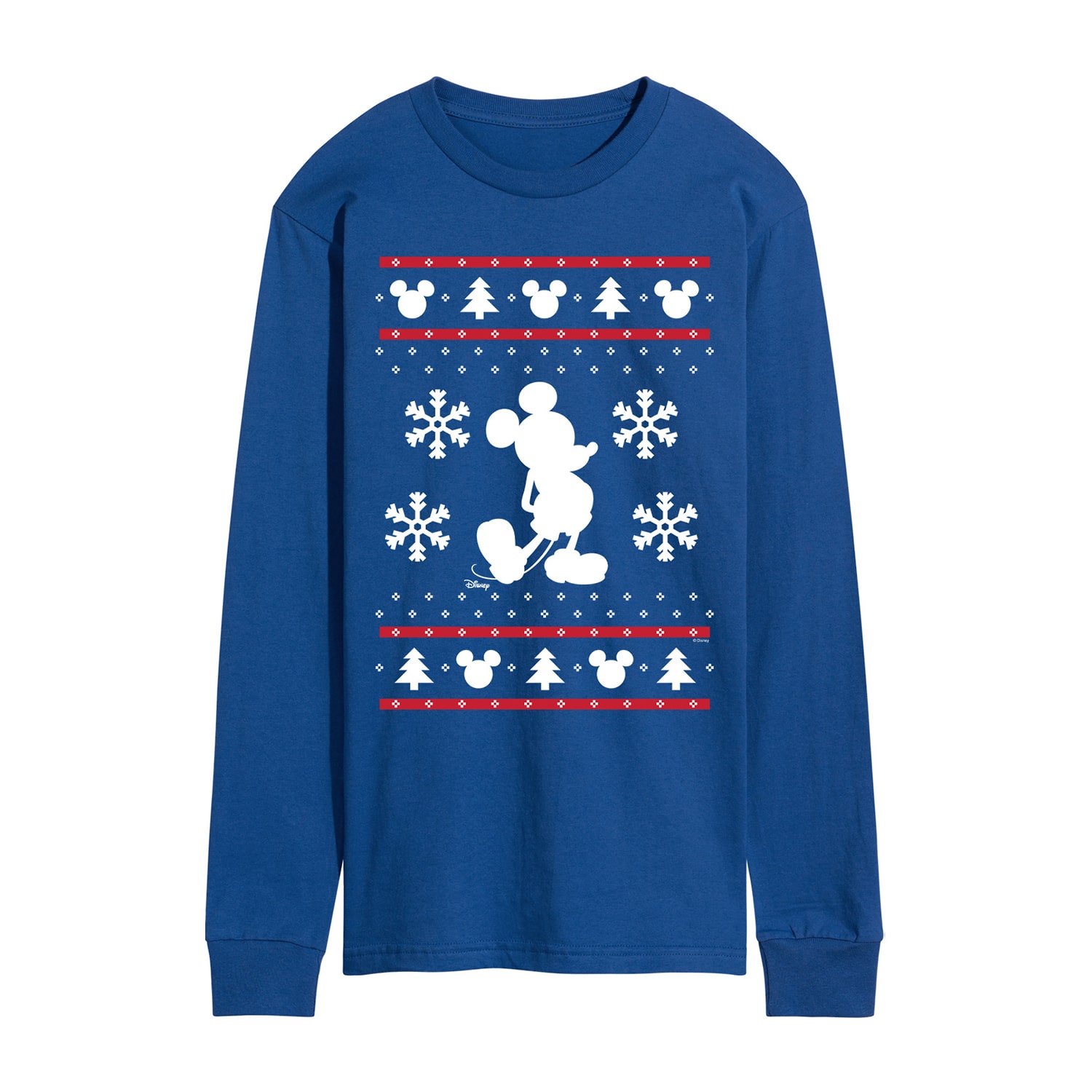 Christmas Cross Stitch Mens Crew Neck Long Sleeve Regular Fit Graphic T-Shirt