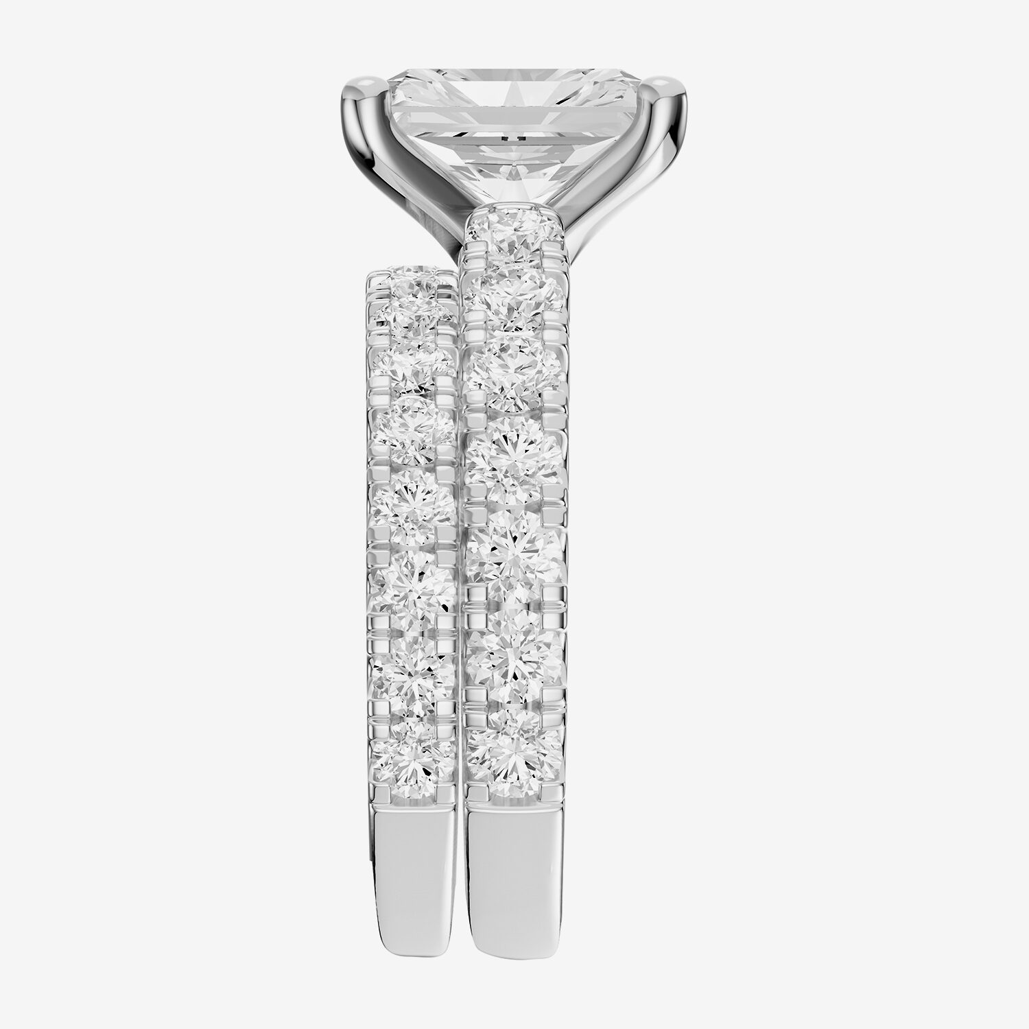 (F / Vs2) Womens 5 CT. T.W. Lab Grown White Diamond 14K Gold Rectangular Side Stone Engagement Ring