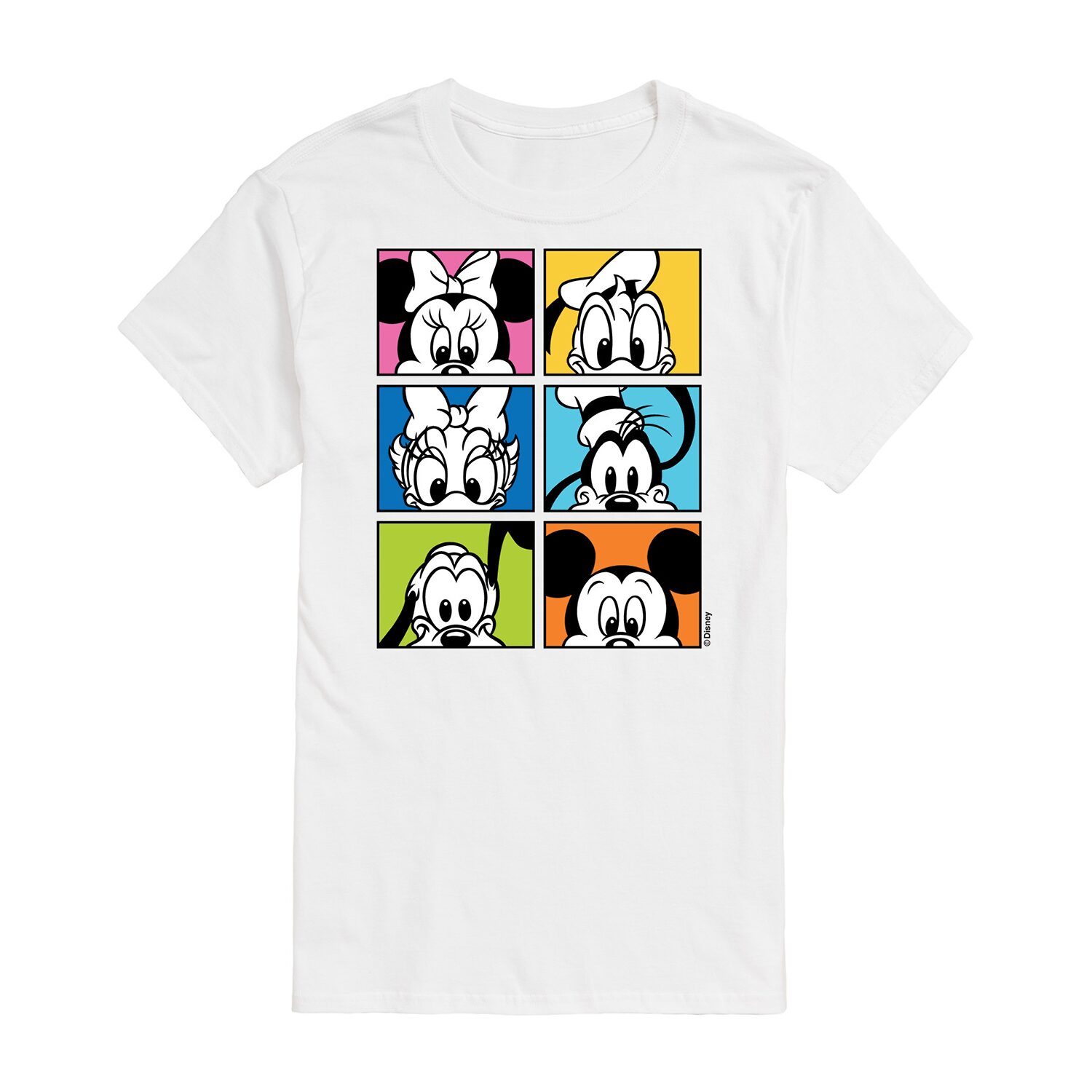 Face Grid Mens Crew Neck Short Sleeve Regular Fit Mickey and Friends Graphic T-Shirt
