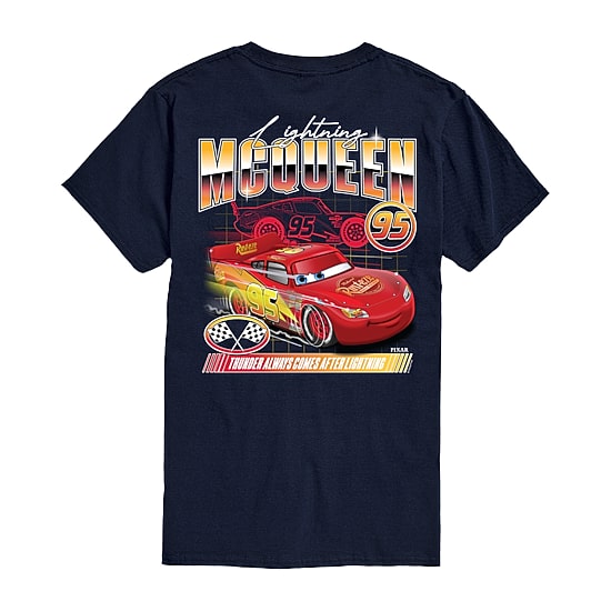 Lightning Mcqueen Racing Mens Crew Neck Short Sleeve Regular Fit Cars Graphic T-Shirt