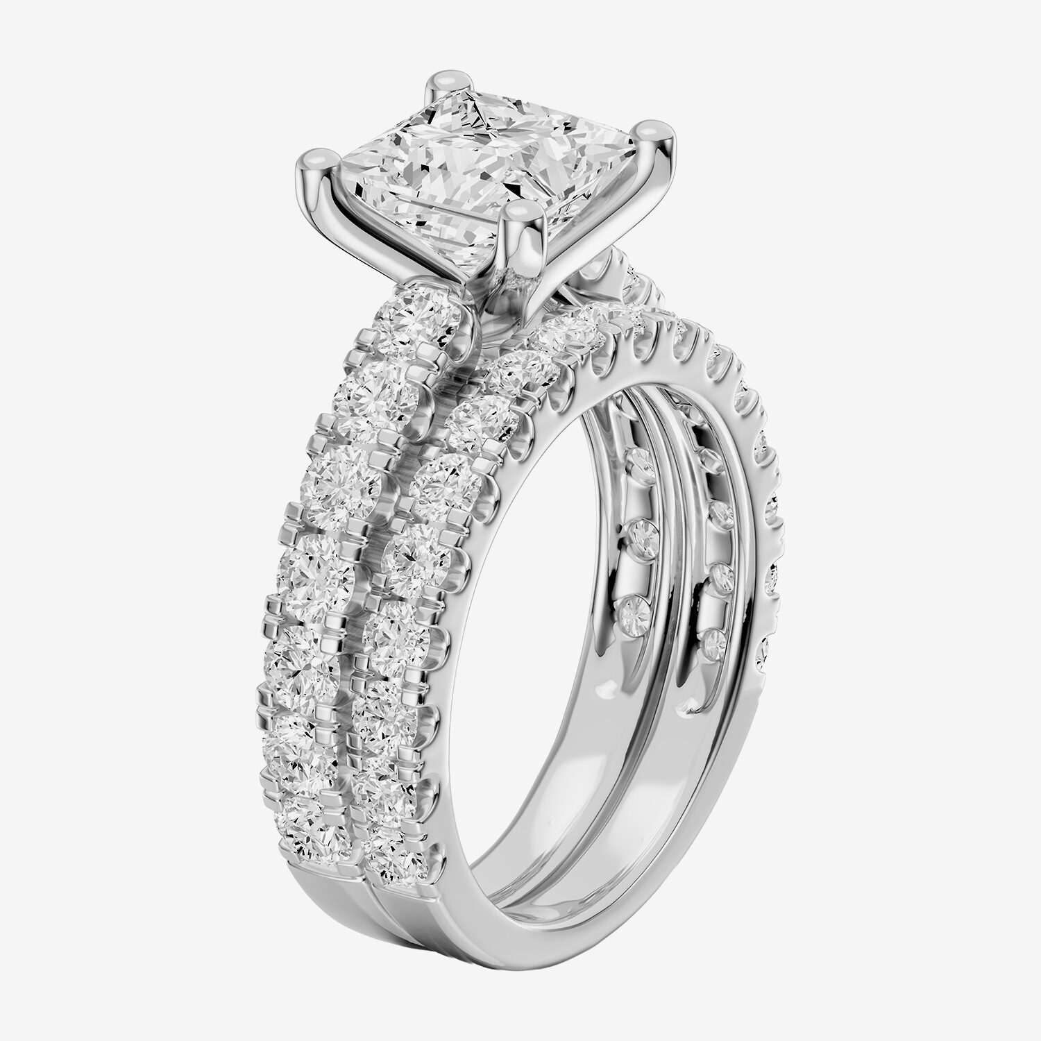 (F / Vs2) Womens 5 CT. T.W. Lab Grown White Diamond 14K Gold Side Stone Engagement Ring