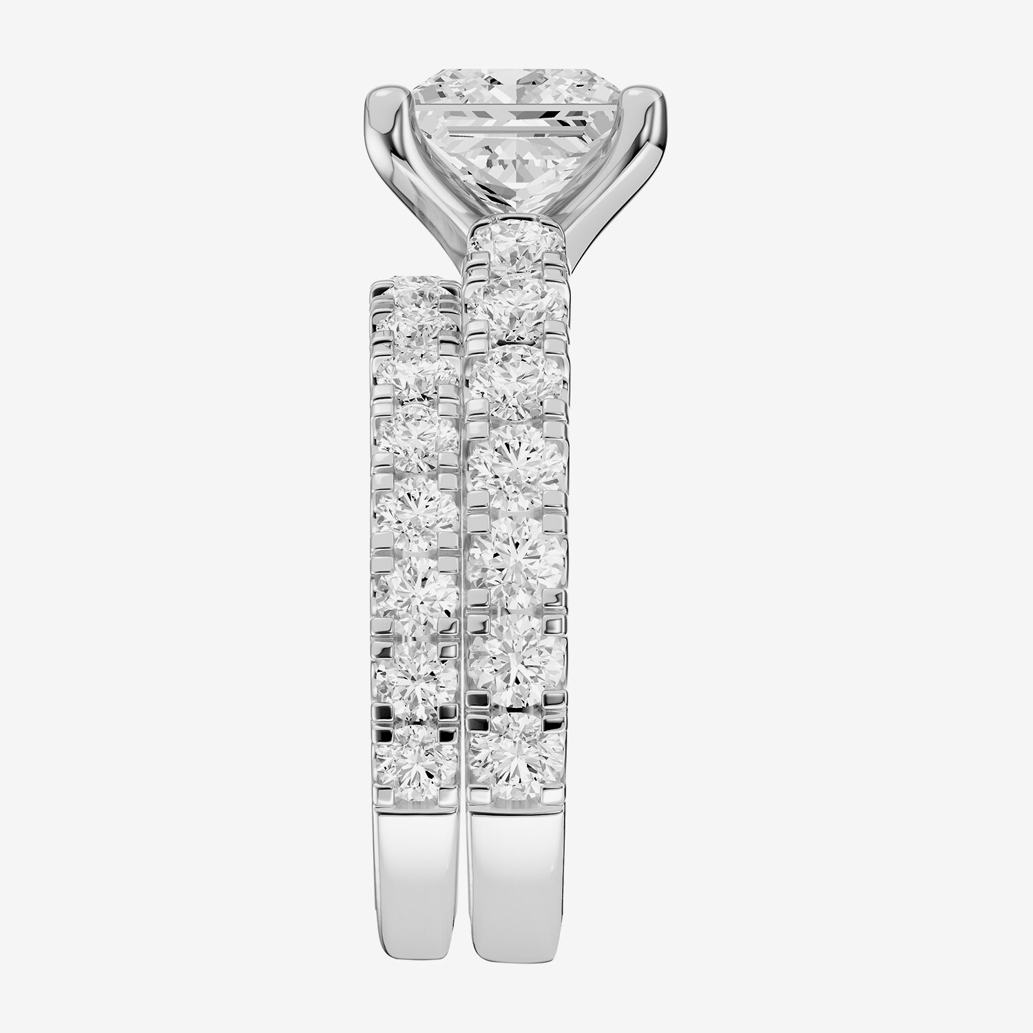 (F / Vs2) Womens 5 CT. T.W. Lab Grown White Diamond 14K Gold Side Stone Engagement Ring