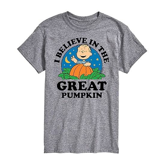 I Believe In The Great Pumpkin Mens Crew Neck Short Sleeve Regular Fit Peanuts Graphic T-Shirt