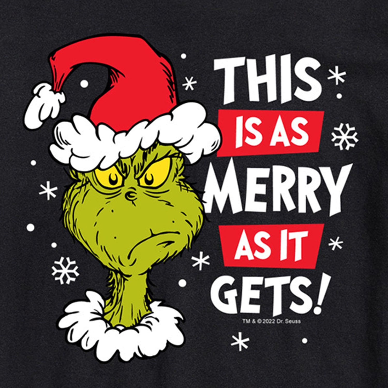 This Is A Merry As It Gets Mens Crew Neck Short Sleeve Regular Fit Grinch Graphic T-Shirt