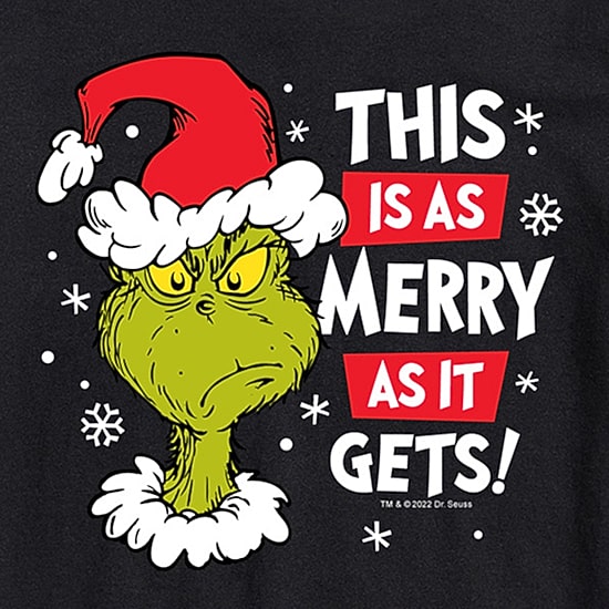 This Is A Merry As It Gets Mens Crew Neck Short Sleeve Regular Fit Grinch Graphic T-Shirt