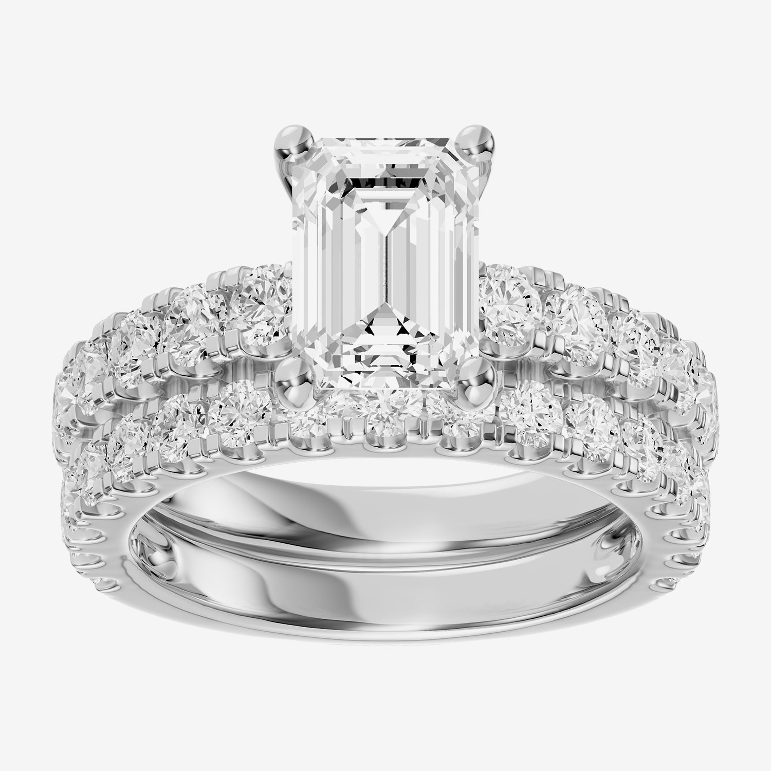 F / Vs2) Womens CT. T.W. Lab Grown White Diamond 14K Gold Side Stone Engagement Ring